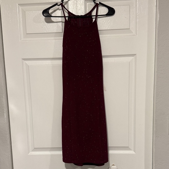 Speechless Burgundy Glitter Mini Dress - Picture 1 of 6